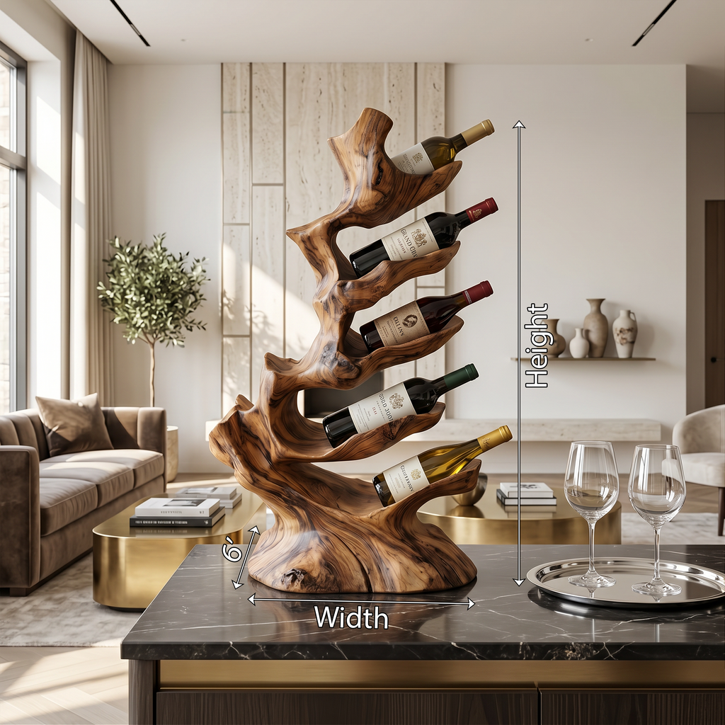 Standing Monkeypod Wood Wine Bottle Holder, 22 to 45 in Tall