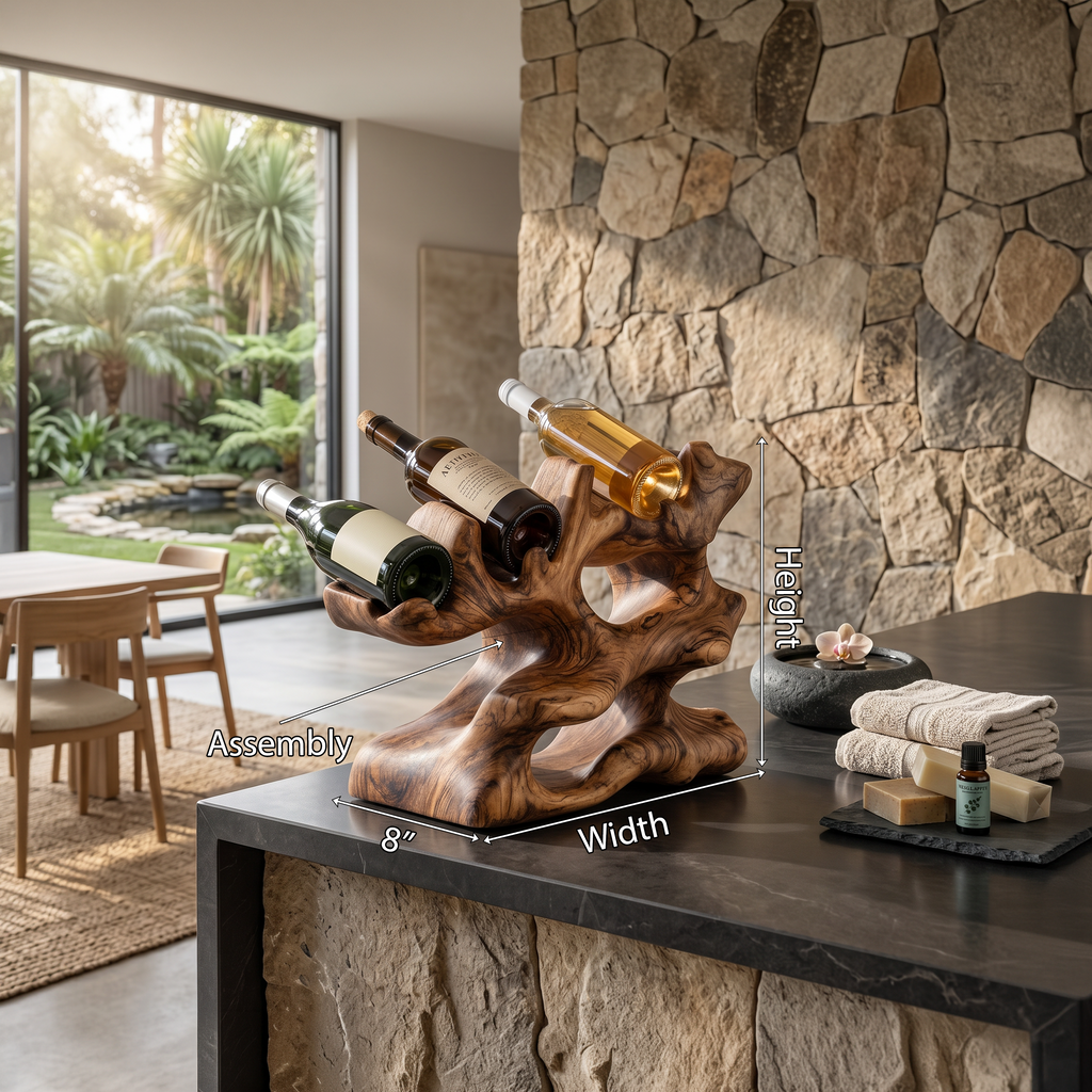 Freestanding Monkeypod Block Wine Holder for Kitchen Island