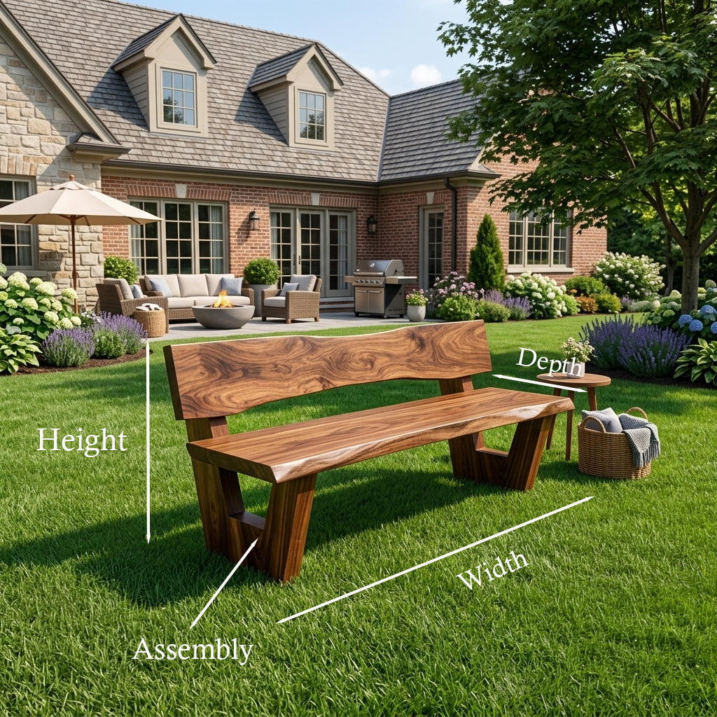 Rustic Outdoor Wooden Bench For Garden Seating