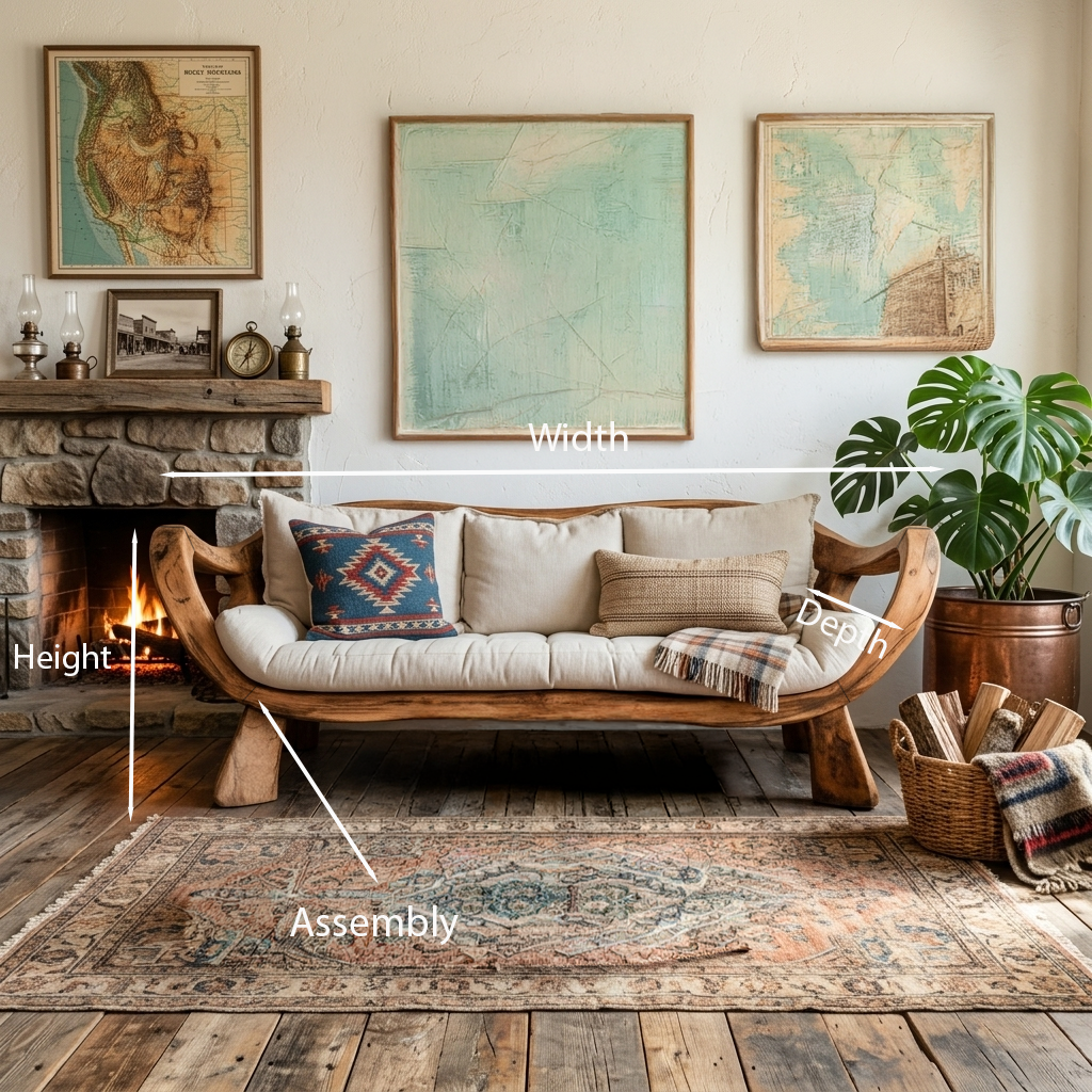 Handcrafted Rustic Wood Sofa Bench
