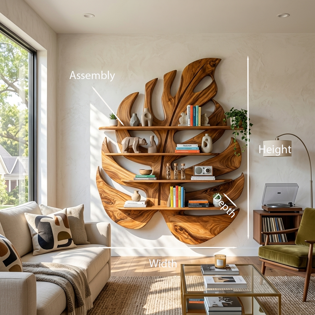 Handmade Wooden Leaf Shape Shelf For Modern Home