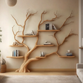 Wide Brown Branch Tree Wall Bookshelf, 70 x 75 Inch Floating