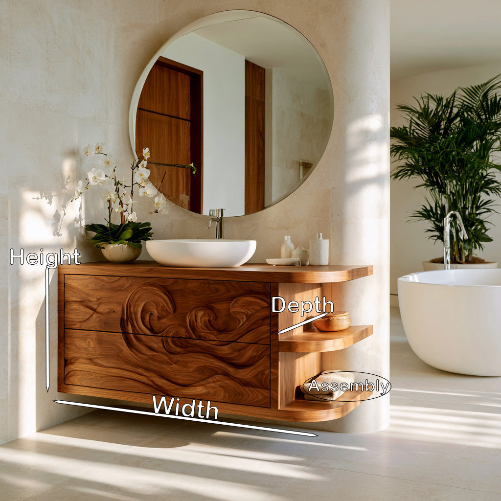 Contemporary Bathroom Vanity With Integrated 3-Tier Side Shelf For