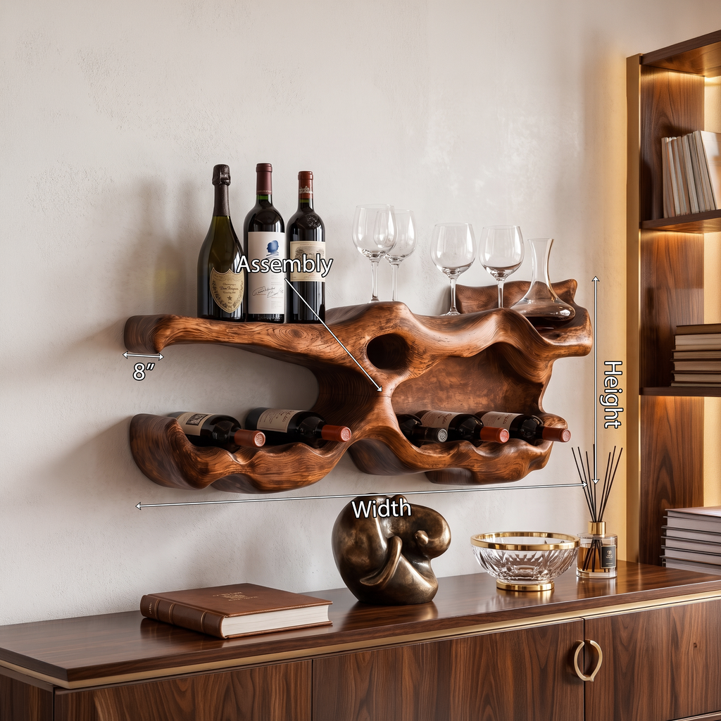 Wooden Wine Bottle Holder, Farmhouse Monkeypod Tabletop Wine Rack
