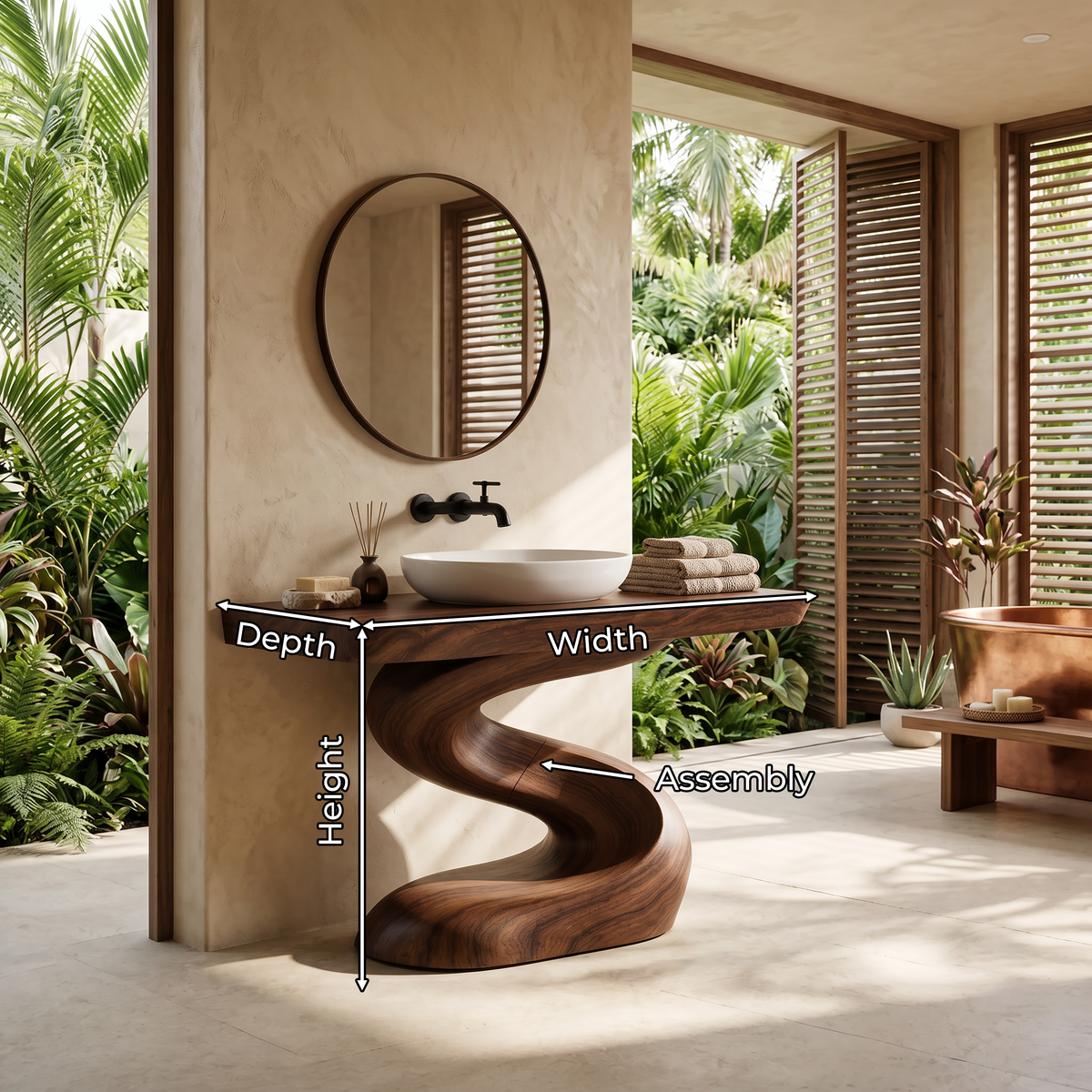 Spa Style Solid Wood Washstand Vanity