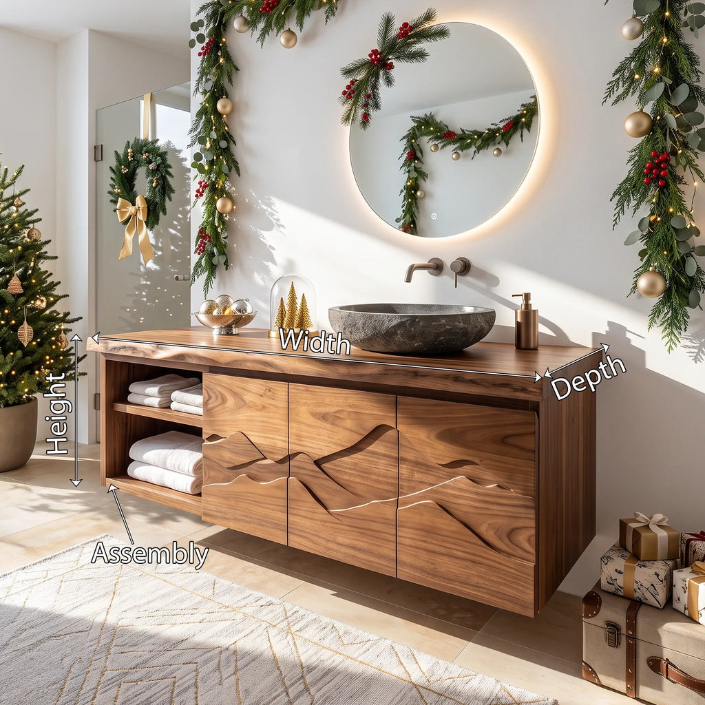 Enclosed Storage Wood Bathroom Vanity For Busy Master Ensuites
