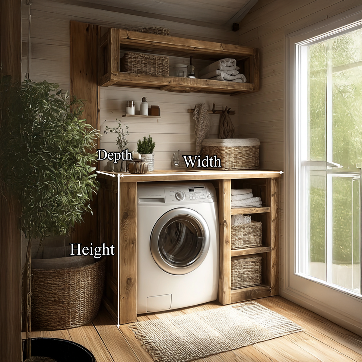 Laundry Nook Shelf Solid Wood Rustic Style Gift