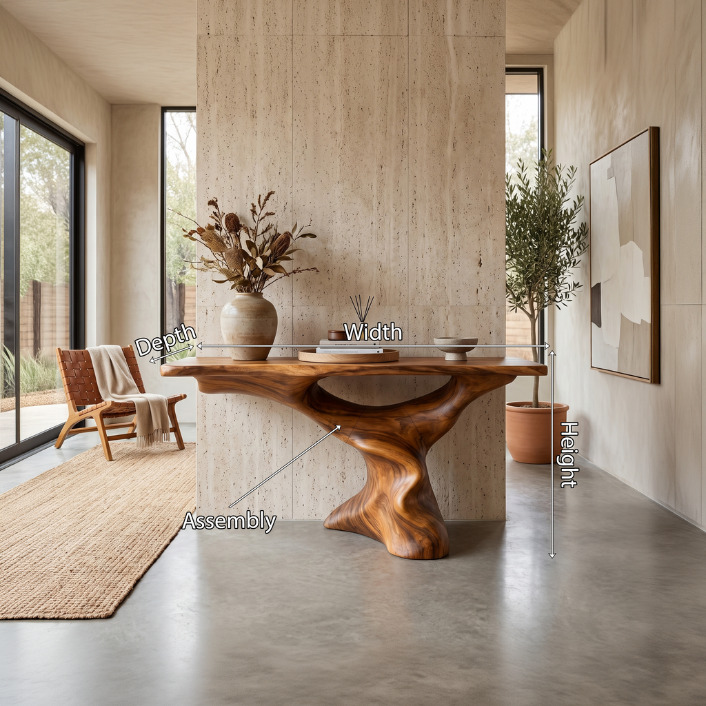 Mid-Century Modern Solid Wood Console Table with Tapered Legs