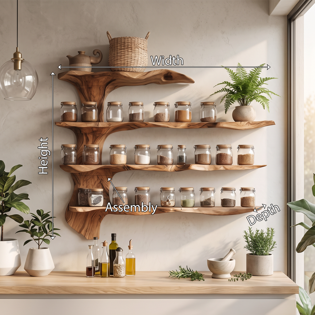 Kitchen Spice Rack Cabinet, Mid Century Monkeypod Wood Wall Storage