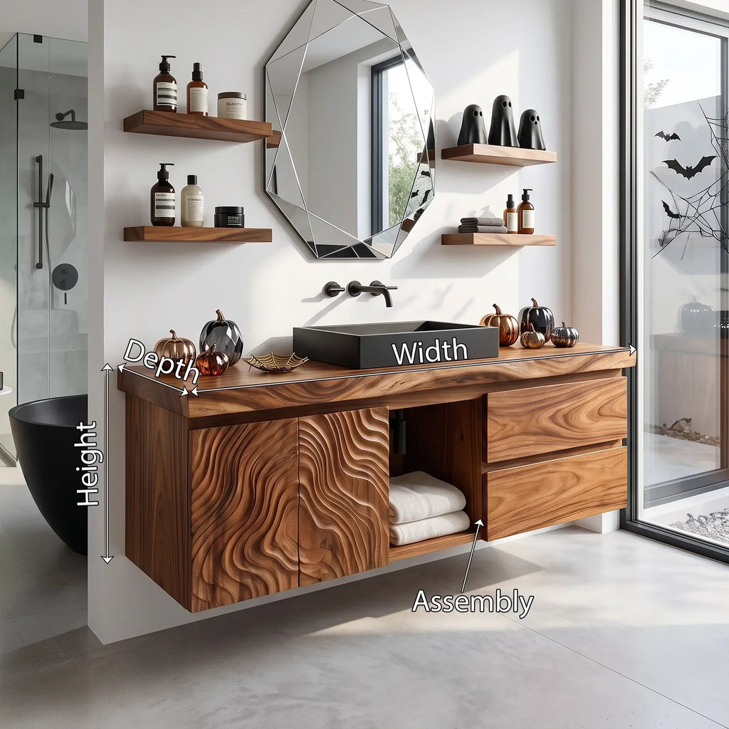Floating Wood Bathroom Vanity For Industrial Loft Bathrooms