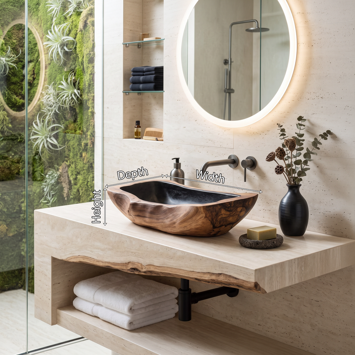 Farmhouse Rustic Wooden Vessel Sink For Home Bathroom