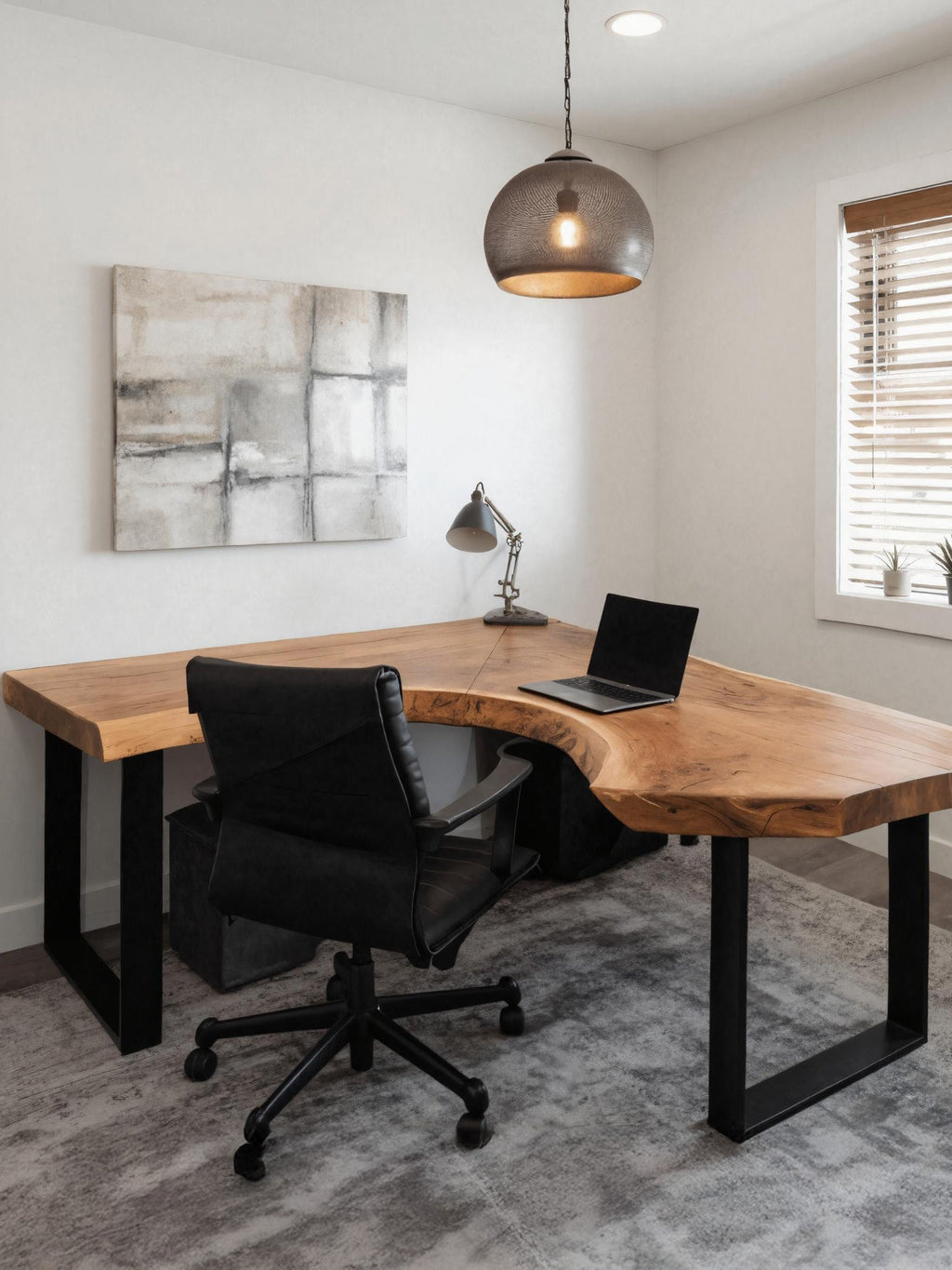 Modern Live Edge L Shaped Desk For Home Workspace