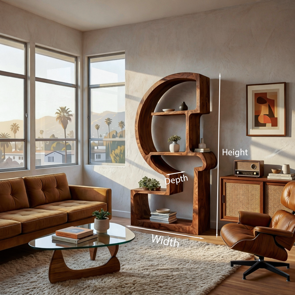 Tall Curved Structure Wooden Bookshelf, 59 to 79 Inch High