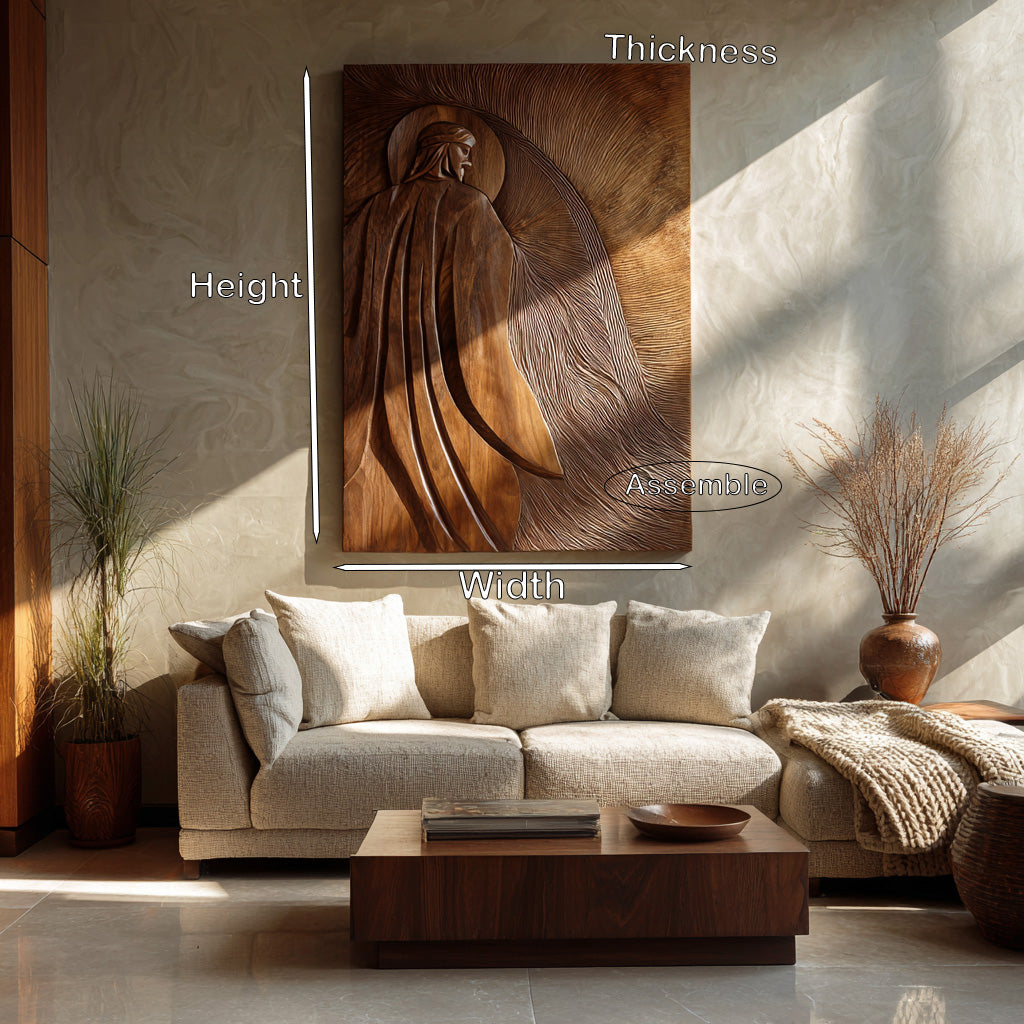 Carved Human Figure Wood Wall Sculpture, 47 To 79 Inch Tall