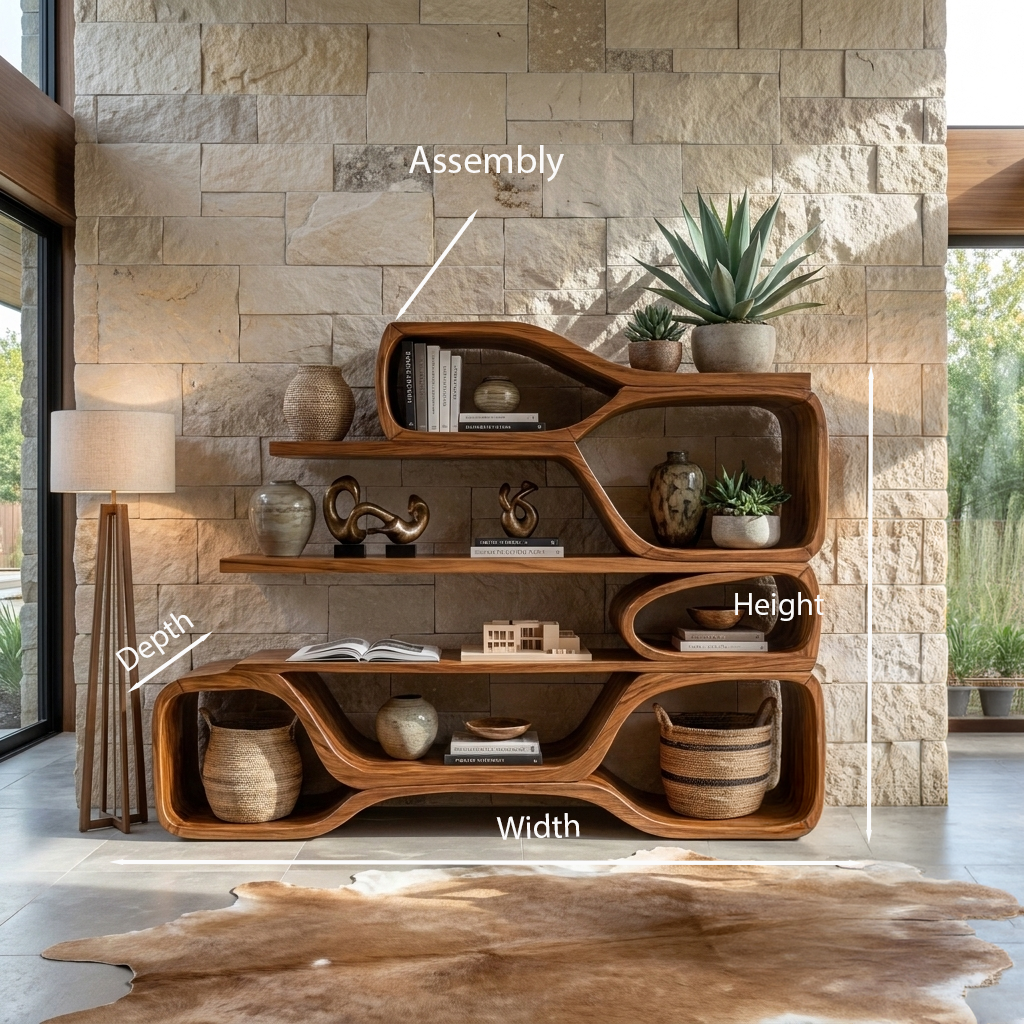 Curved Sculptural Bookshelf For Home Decor