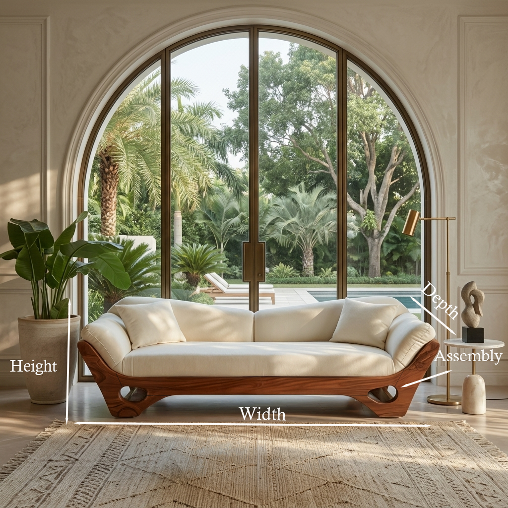Artistic Wooden Sofa With Sculptural Organic Frame For Contemporary