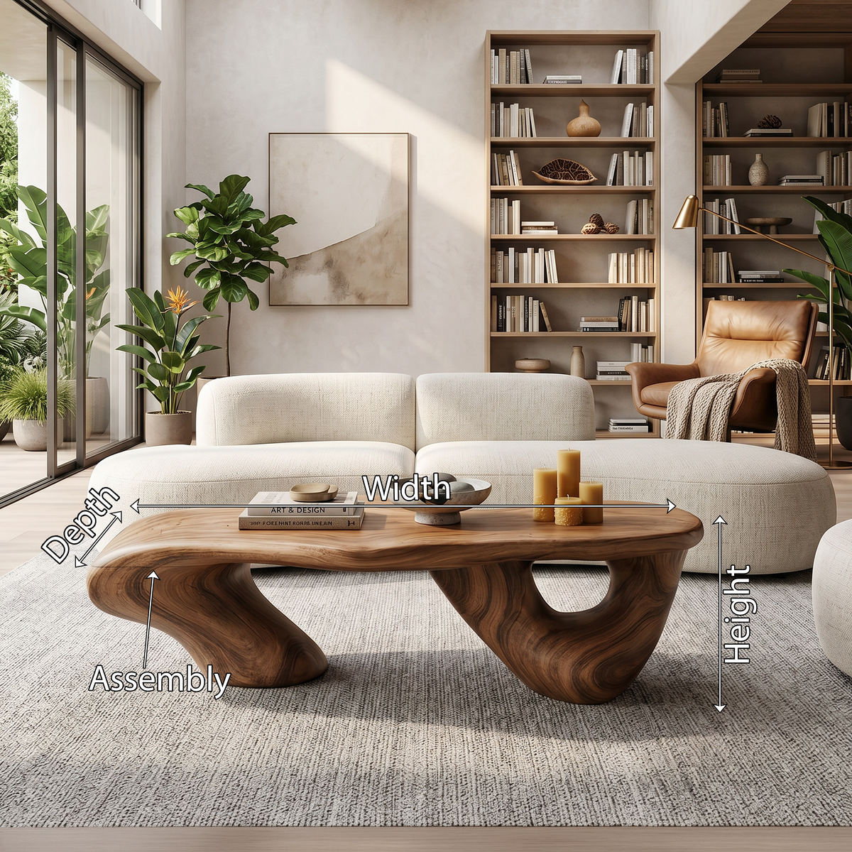 Handcrafted Solid Wood Low Coffee Table with Classic Lines