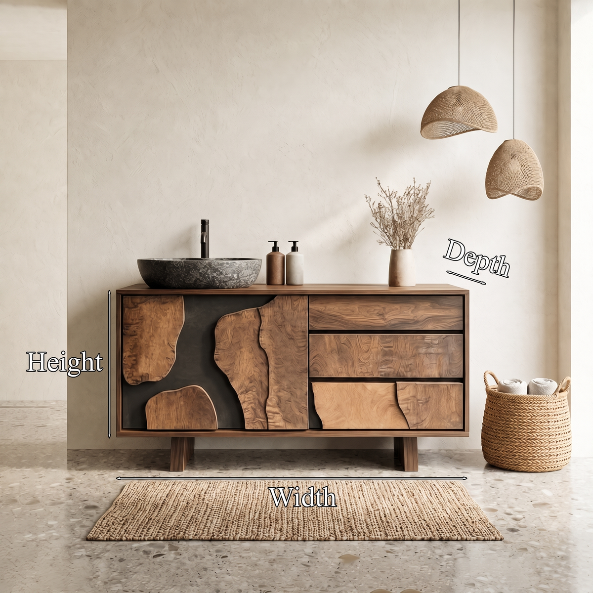 Contemporary Bathroom Cabinet Solid Wood Simple Clean Line Design Bathroom And Vanity Area