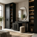 Sculpted Wood Makeup Vanity Table With Storage Cabinet, 47 To 70 In