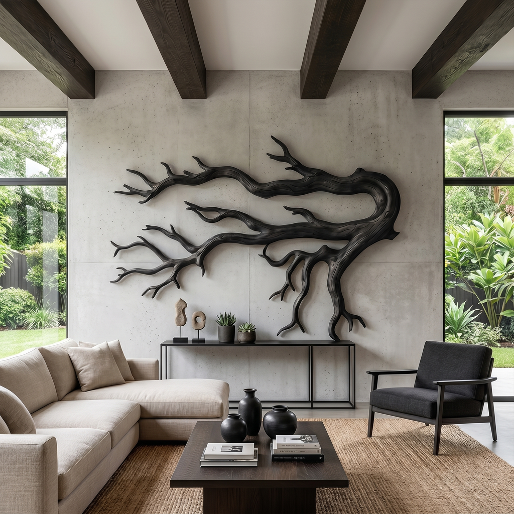 Driftwood Root Sculptural Wall Art in Solid Natural Wood