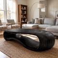 Sculptural Coffee Table, Modern Abstract Solid Wood Center Table