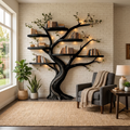 Blossom Branch Wall Bookshelf with Floating Shelves, 70 Inch Square