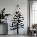 Evergreen Tree Shaped Wood Wall Shelf with Crossed Branches, 70 in