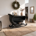 Farmhouse Christmas Console Table With Sleigh Inspired Scroll Design For Entryway And