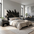 Radiating Sunburst Carved Wood Headboard For Queen Or King Beds