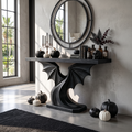 Contemporary Halloween Console Table With Sculptural Bat Wing Design For Entryway And Hallway