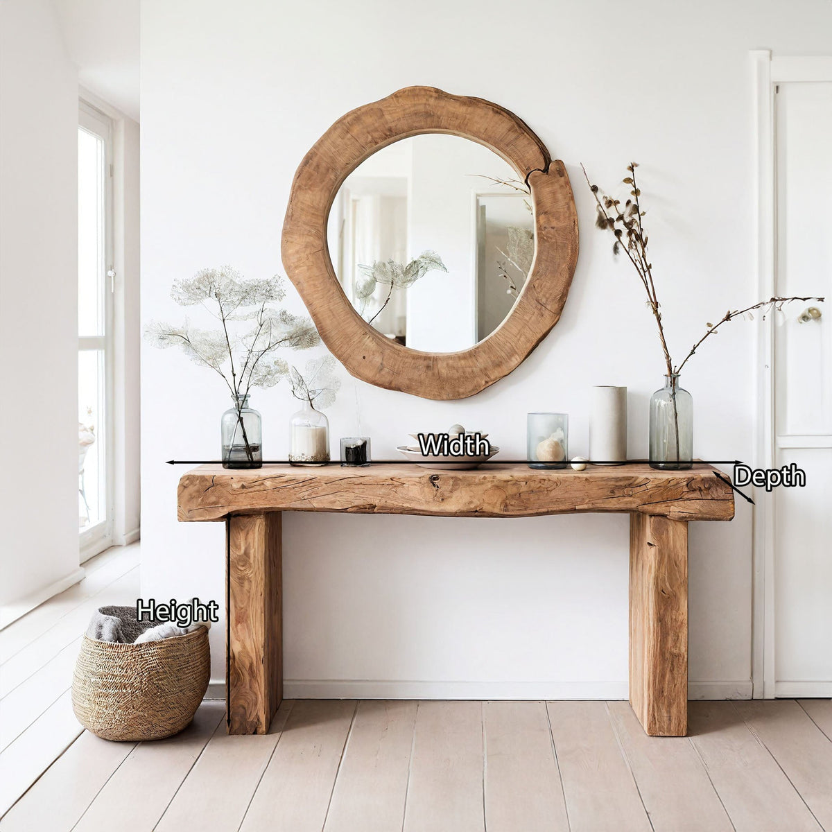 Reclaimed Wood Entryway Console Table with Clean Contemporary Lines