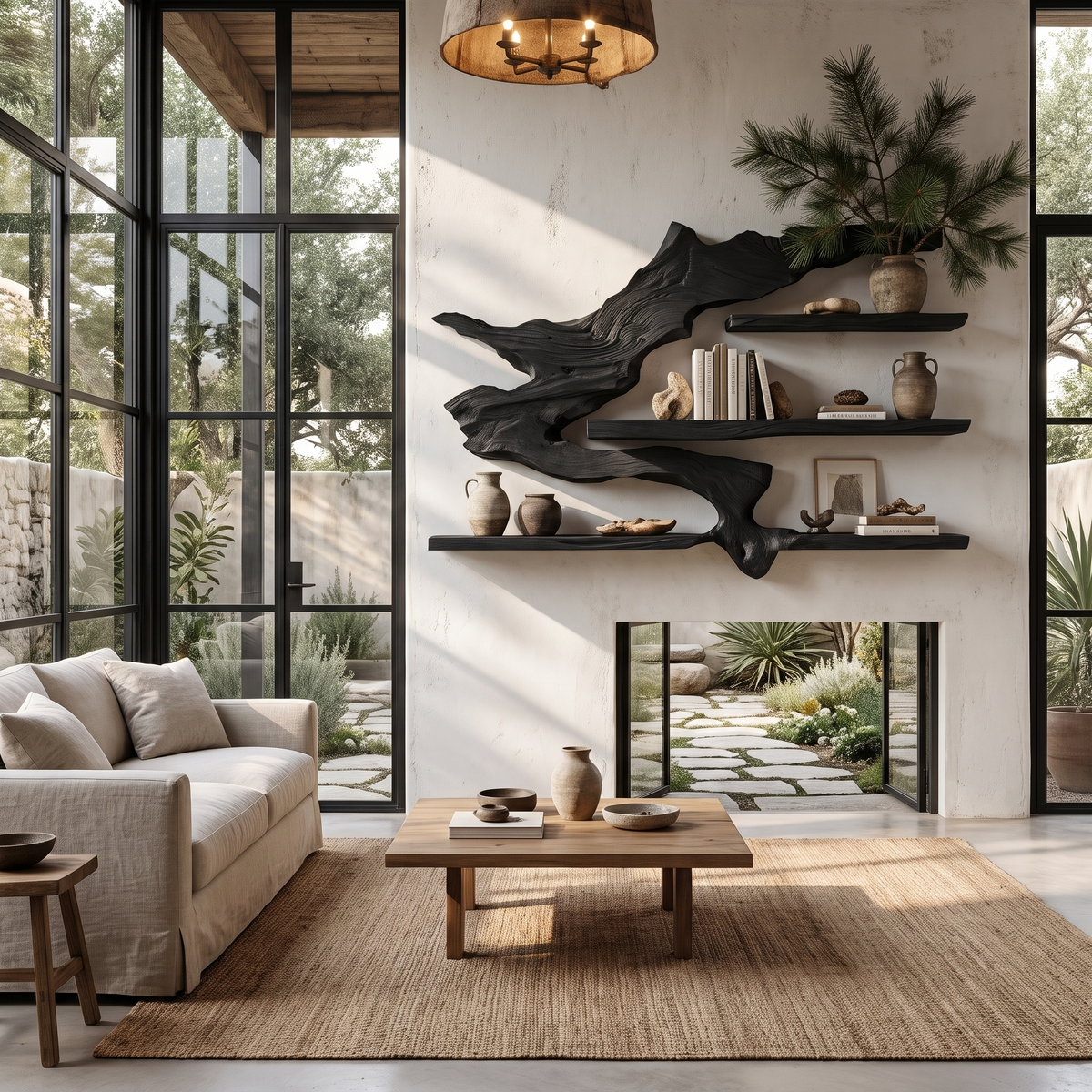 Modern Split Edge Floating Shelf Wall Mounted Display Shelves For Living Room