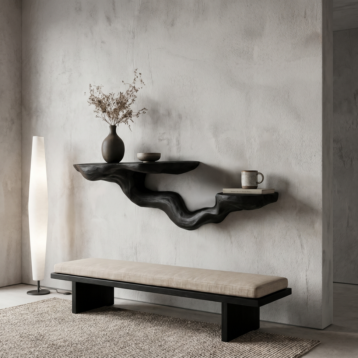 Tree Branch Floating Shelf, Rustic Solid Wood Wall Mounted Organizer
