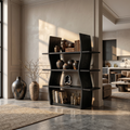 Wave Form Open Wood Storage Shelf, 47 To 79 Inch Tall