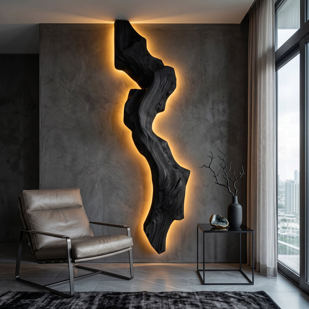Backlit Live Edge Wood Wall Lamp For Bedroom, 47 to 69 Inch