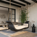 Hanging Sculptural Wood Swing Bed For Indoor Or Outdoor Living