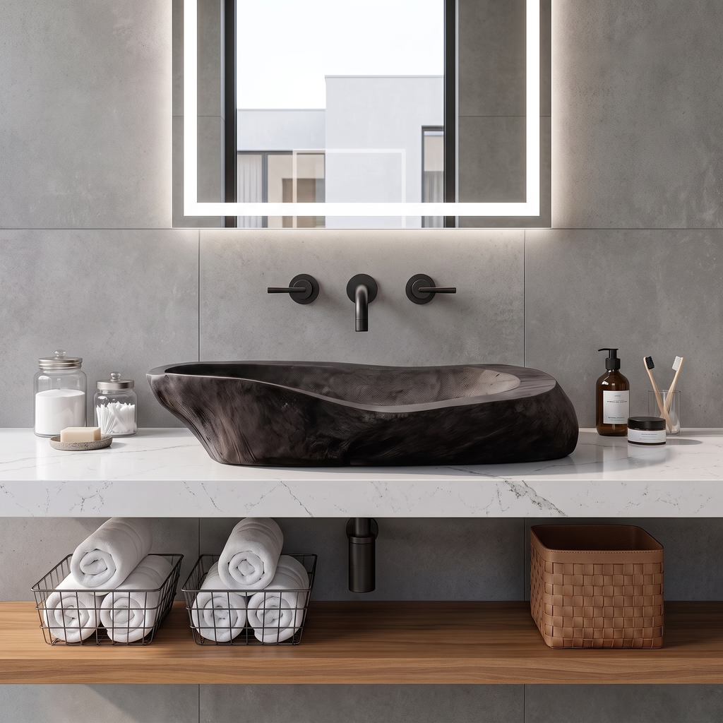 Handcrafted Wood Wash Basin For Elegant Bathroom Design
