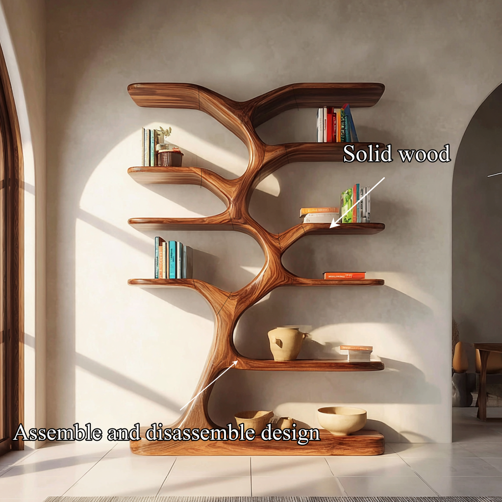 Natural Tree Branch Bookshelf For Entryways, 60 x 40 Inch