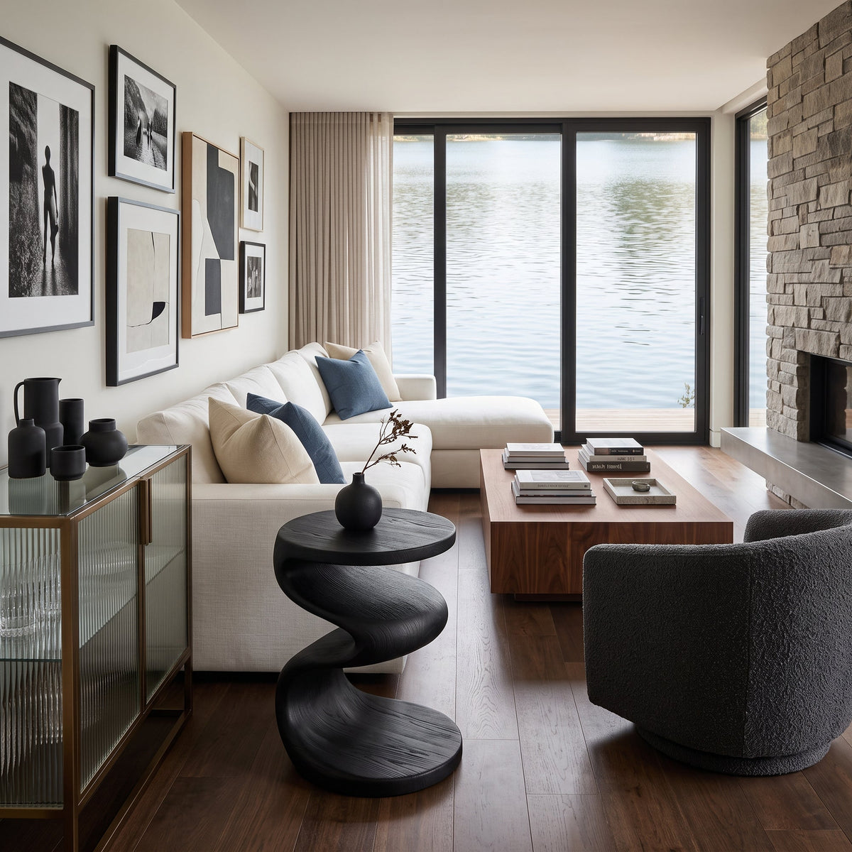 Modern Wave Side Table For Living Room Or Bedroom