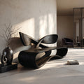 Curved Solid Wood Bench With Crossed Back Support For Living Rooms