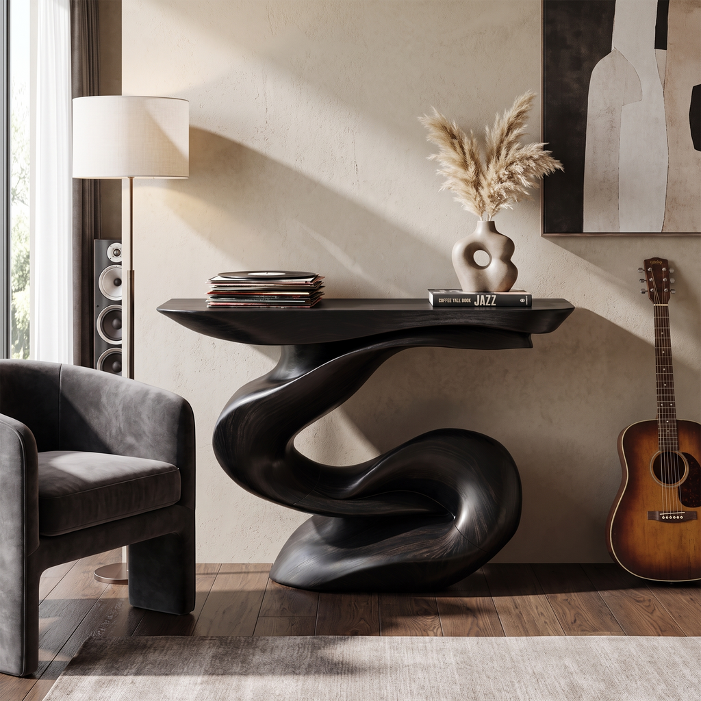 Handcrafted Live Edge Solid Wood Accent Console Table