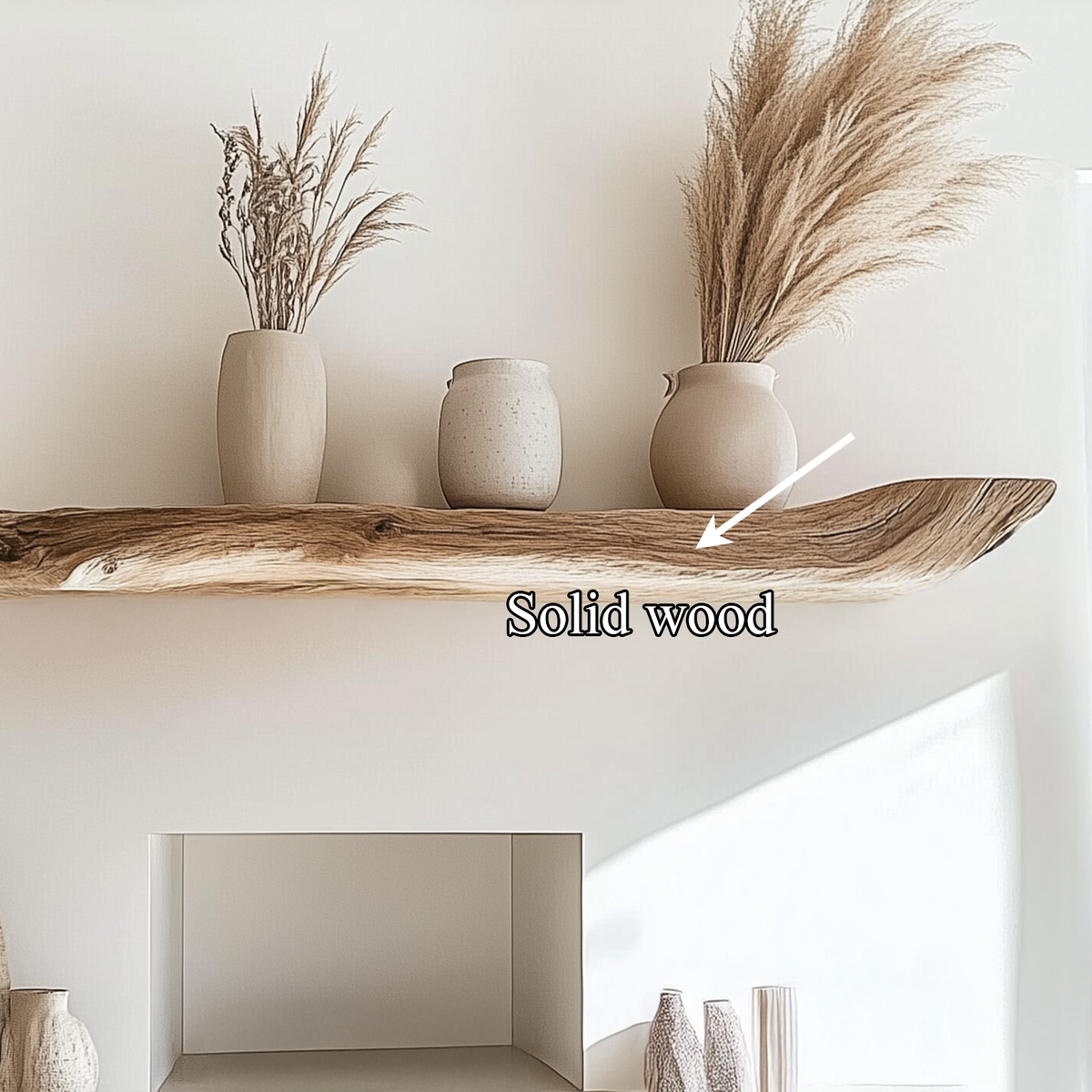 Natural Edge 1.5 Inch Thick Kitchen Wall Shelf, 40 To 60 Inch