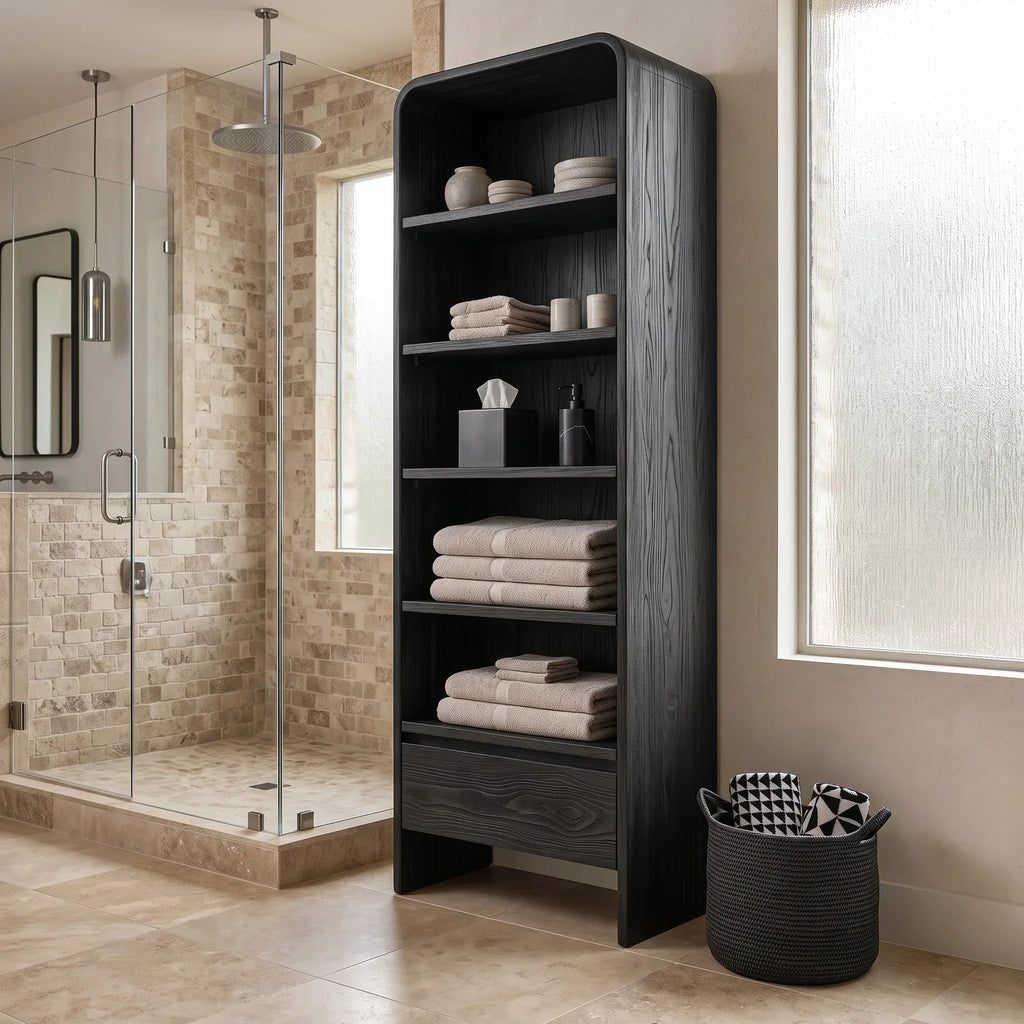 Contemporary Bathroom Cabinet With Rounded Edges For Bathroom