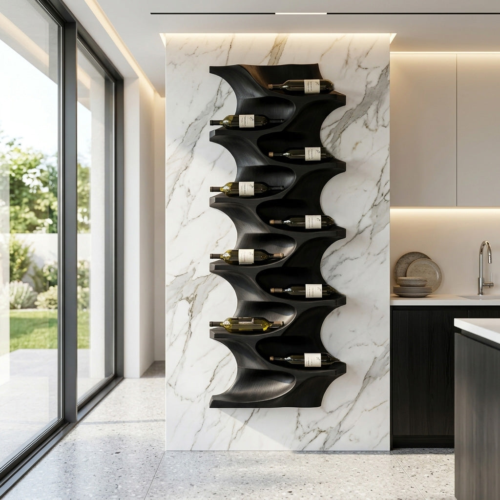 Tall Vertical Wood Wine Rack For Dining Room Walls, 50 to 70 Inch