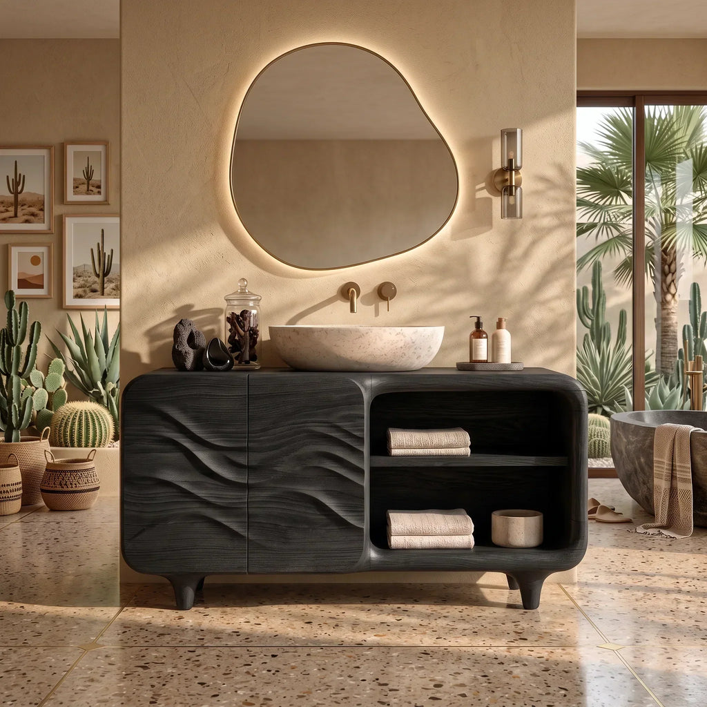Sculptural Bathroom Vanity Relief Cabinet With Storage For Modern Bathroom
