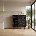Sculptural Wine Cabinet With Wave Carved Doors For Kitchen