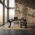 Sculptural Writing Desk With Drawers And Open Shelving