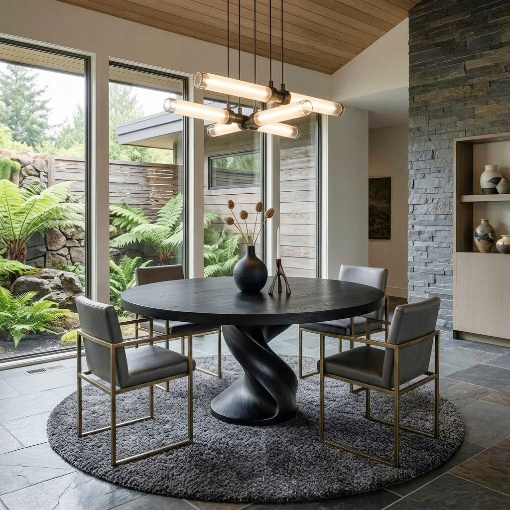 Luxury Twisted Pedestal Dining Table For Dining Room