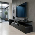 Long Low Curved Wood Media Console, 65 To 93 Inch Wide