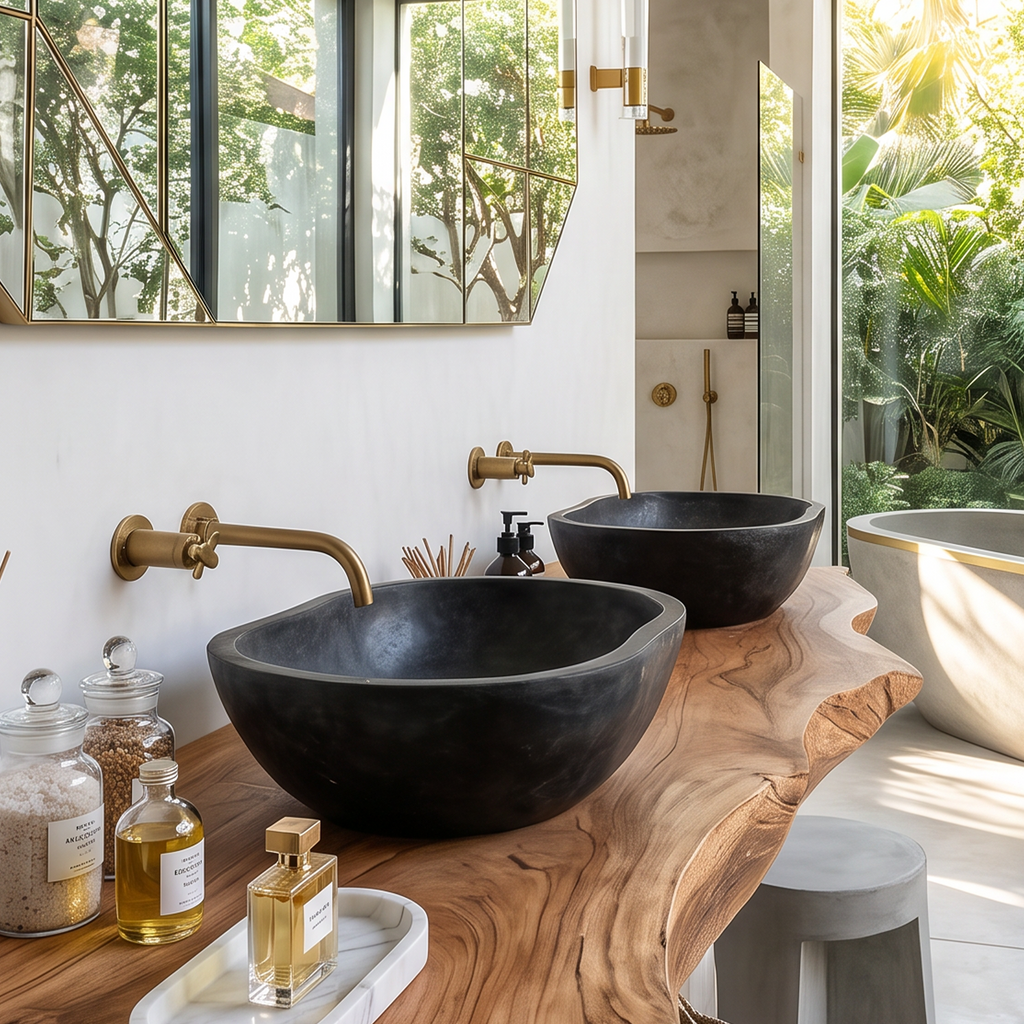 Wooden Vessel Sink, Handcrafted Solid Wood Bathroom Basin